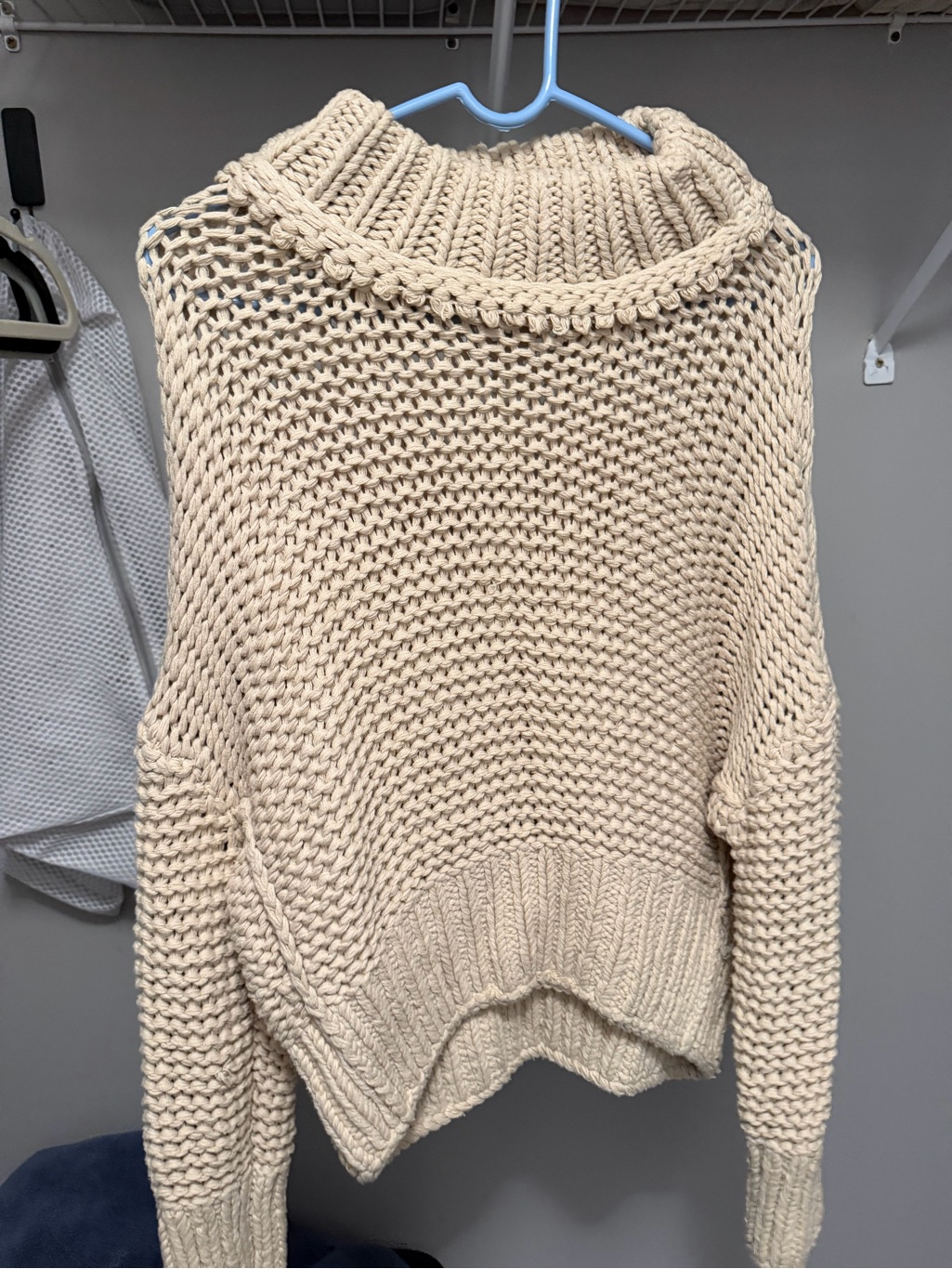 Free People Cream Chunky Knit Turtleneck Sweater